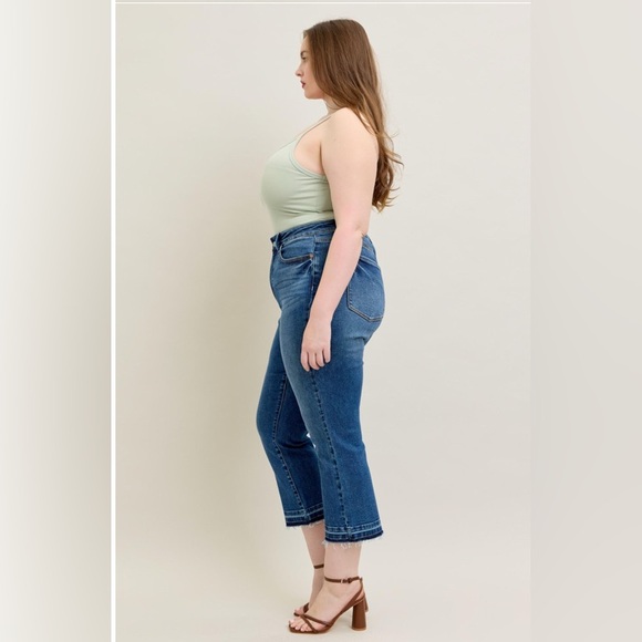 🆕 Judy Blue HW Vintage Wash Release Hem Kick Flare High Rise Blue Denim 👖 - Picture 3 of 9